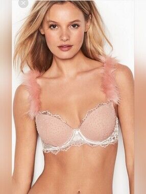 Victoria's Secret Pink Faux Fur Dream Angels Lined Demi Bra